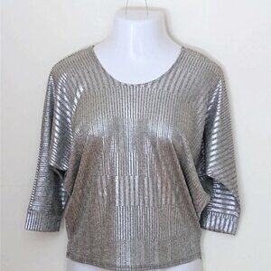 Kim & Cami Silver Shimmer Pullover Top Small